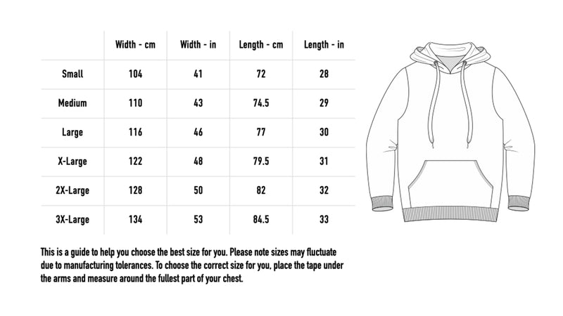 Size chart for life & death etc Hoodie - Walnut